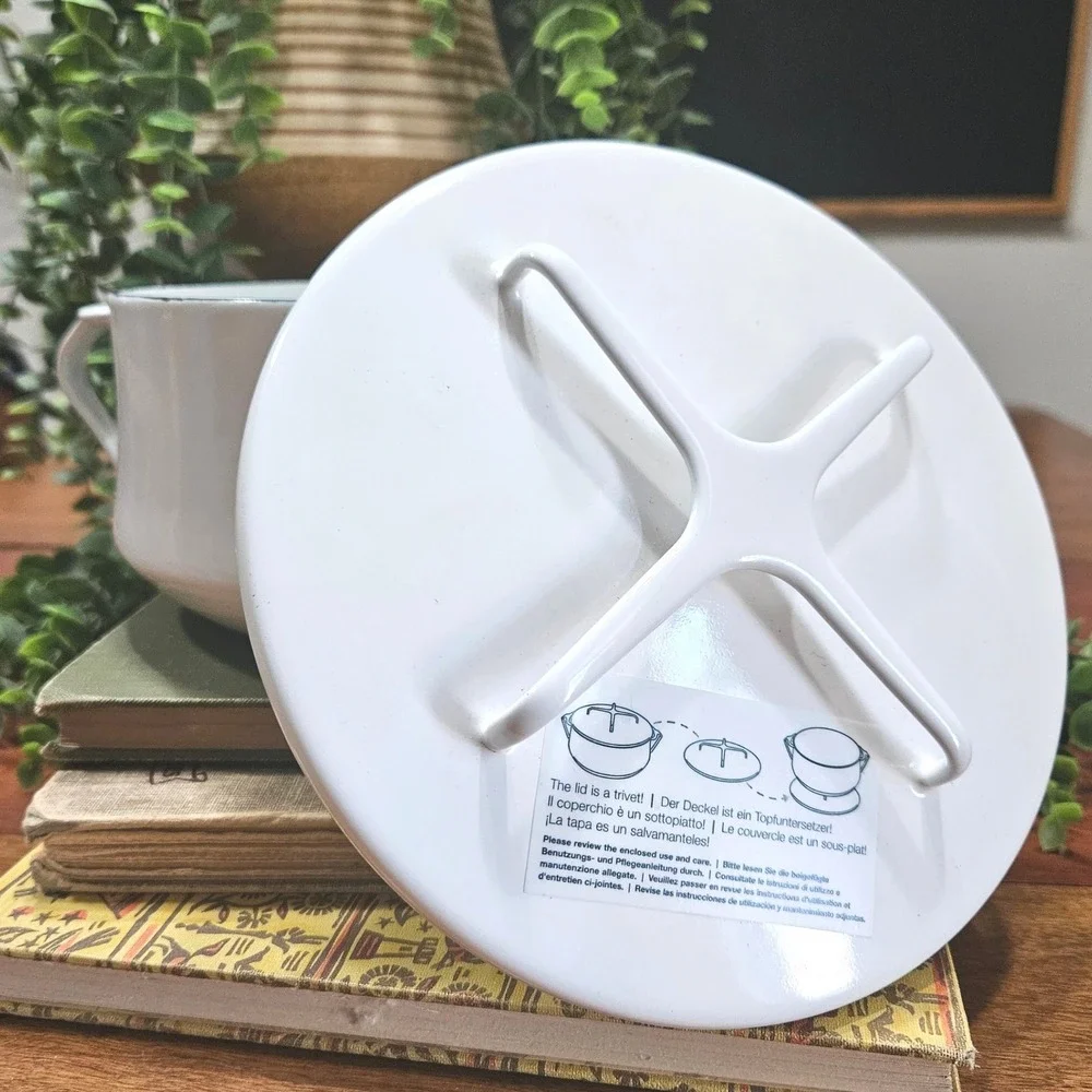 Dansk Kobenstyle White 2 Qt Enamel Casserole Dutch Oven w/ Lid JHQ New